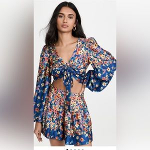 AMUR
Women's Blue Xiomara Floral Crop Top NWT